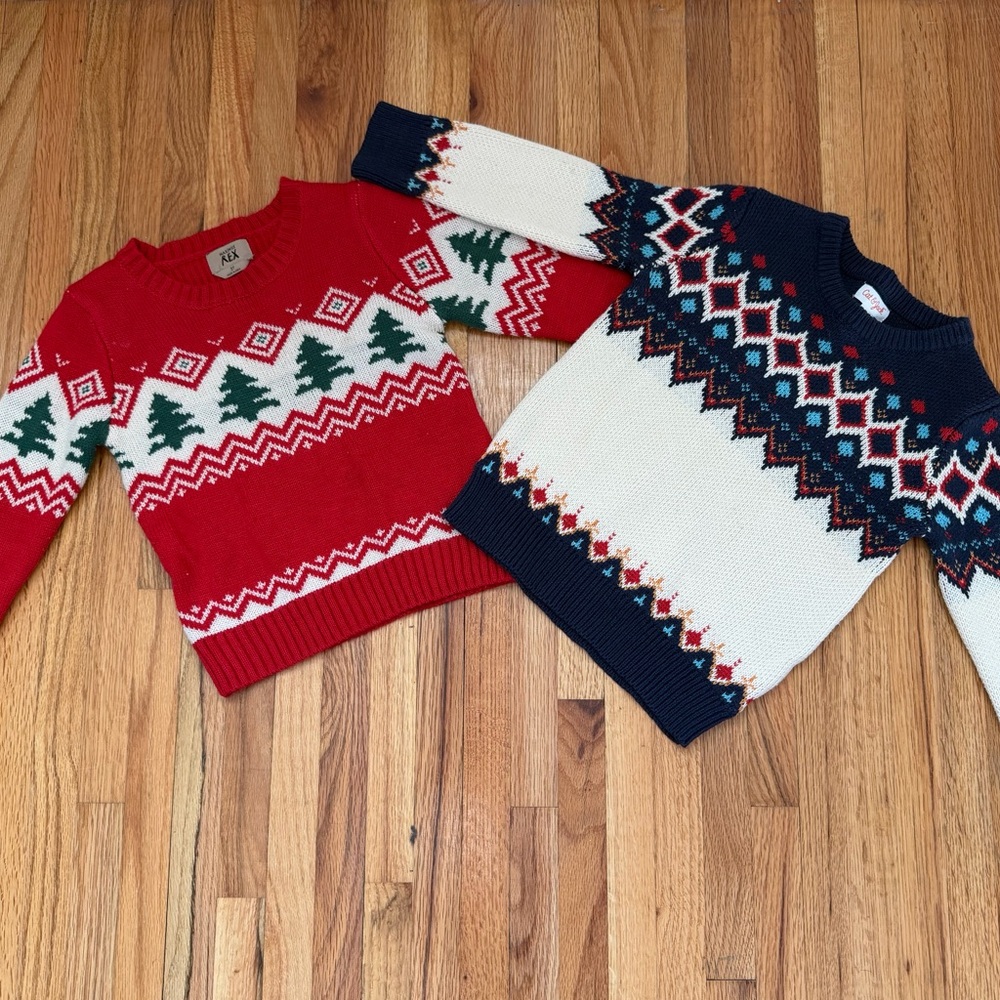 Boys-Xmas Bundle- Festive Red, Navy Holiday Sweaters